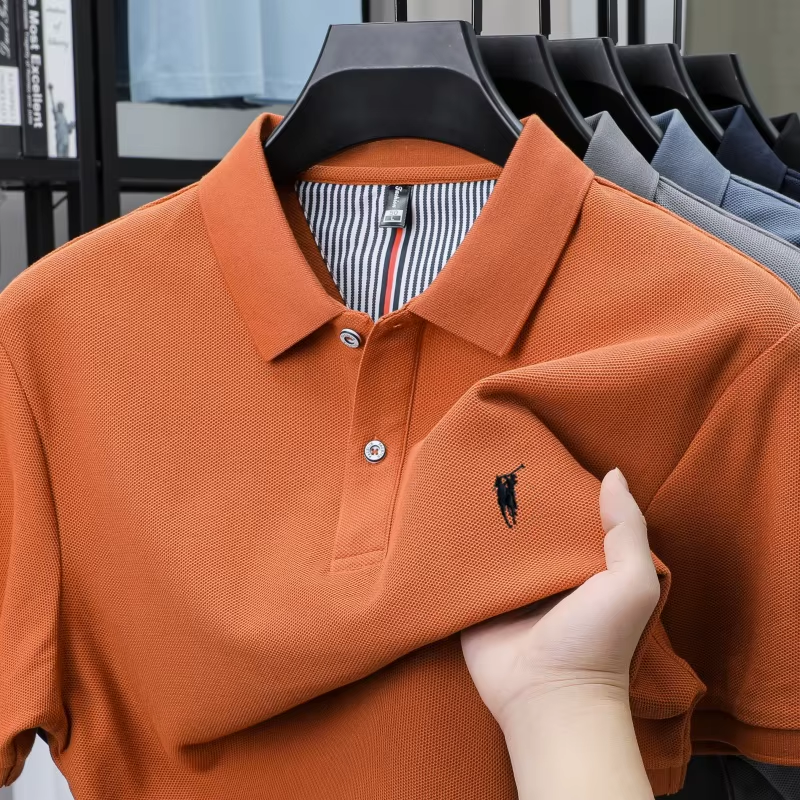 My Store 100% pure cotton short sleeved orange polo shirt high-end luxury brand fashion Paul Pony embroidery golf men's business casual T-shirt