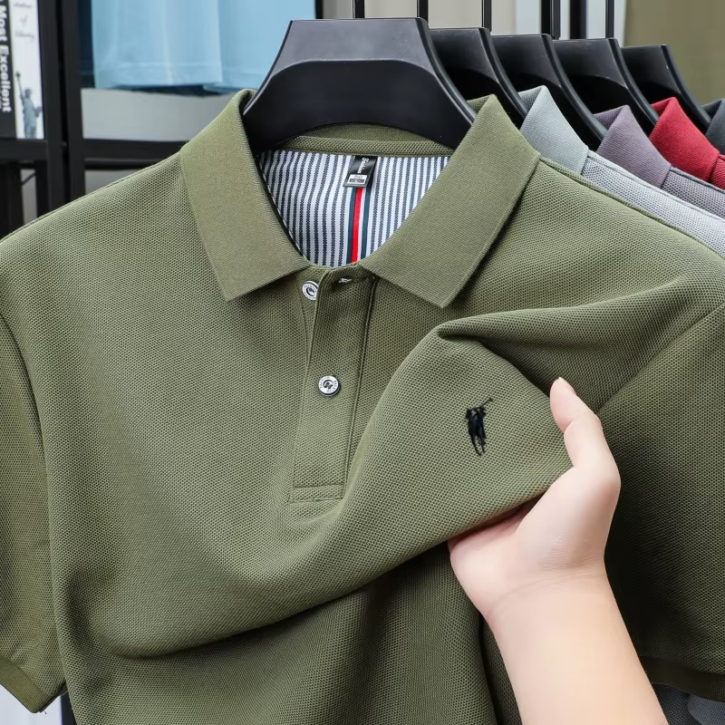 My Store 100% pure cotton short sleeved green polo shirt high-end luxury brand fashion Paul Pony embroidery golf men's business casual T-shirt