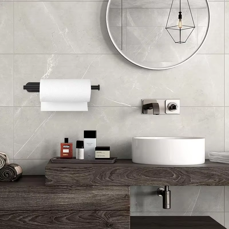 Adhesive Toilet Paper Holder Stainless Steel Wall Mount Kitchen Roll Towel Rack Napkin Dispenser Absorbent Stand Tissue Hanger
