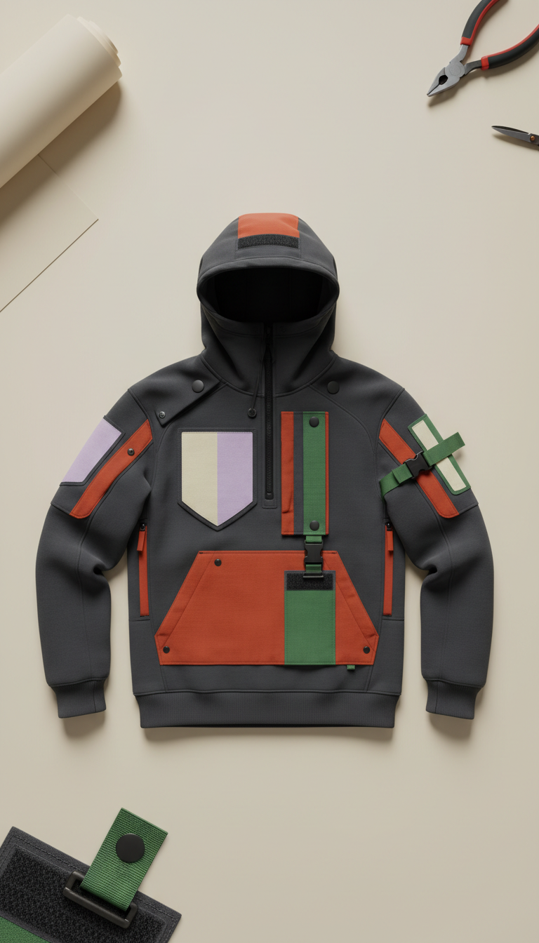 Convertible Technical Hoodie With Attachable Patches
