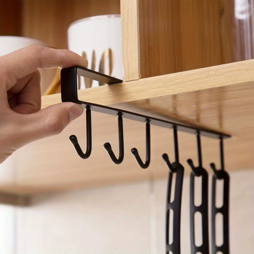 1pcs Kitchen Shelf Storage Clothes Hanging Organizer Cup Holder Glass Mug Holder 6 Hooks Storage Rack Kitchen Accessories