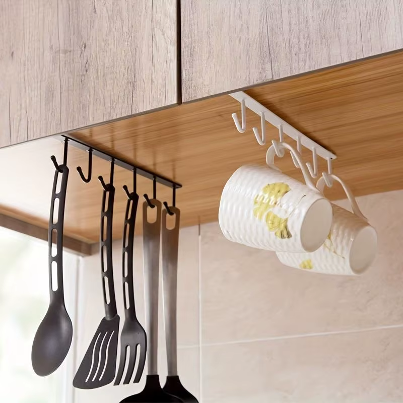 1pcs Kitchen Shelf Storage Clothes Hanging Organizer Cup Holder Glass Mug Holder 6 Hooks Storage Rack Kitchen Accessories