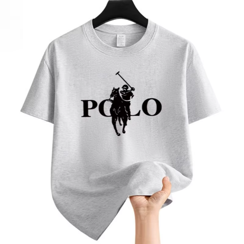 My Store Men's Summer Fashion Brand White Clothing Casual Business Shorts Loose Sleeve Versatile Round Neck T-Shirt Breathable T-Shirt