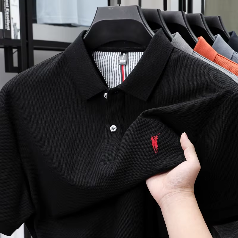 My Store 100% pure cotton short sleeved black polo shirt high-end luxury brand fashion Paul Pony embroidery golf men's business casual T-shirt